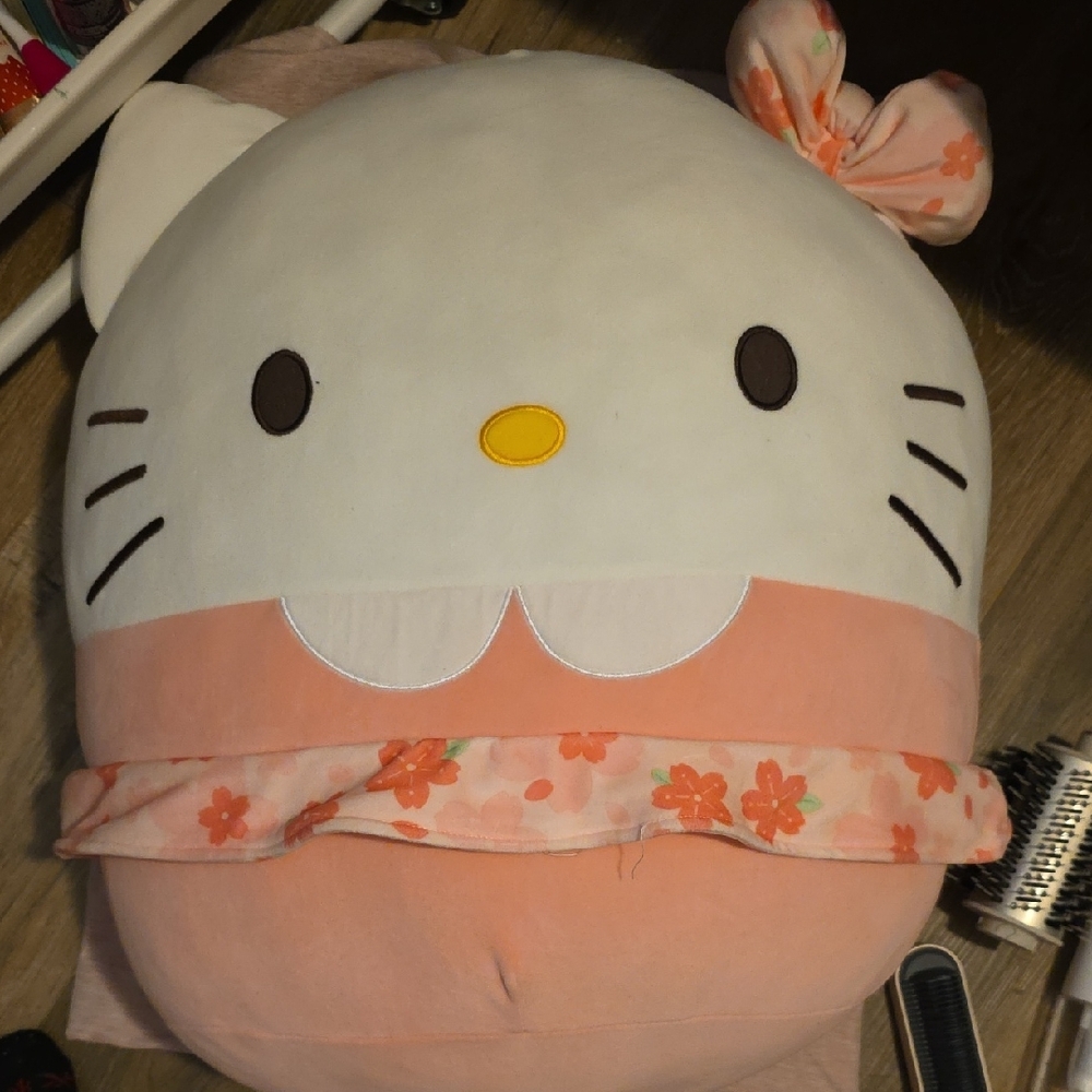 Cute Cat Plush Pillow with Bow